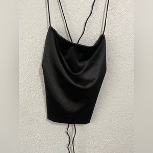 Satin tie back crop top